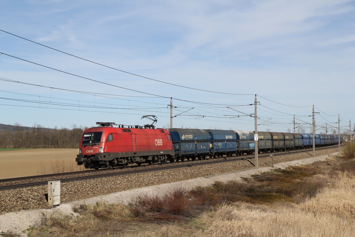 1116 085-7 mit einem Polnischen G�terzug am 20. M�rz 2014 bei Gro�sierning.