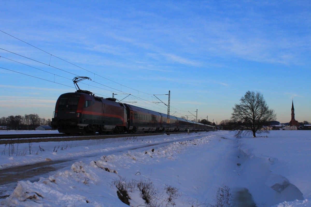 1116 206-2 im letzten Licht des 14. Dezember 2012 bei �bersee.