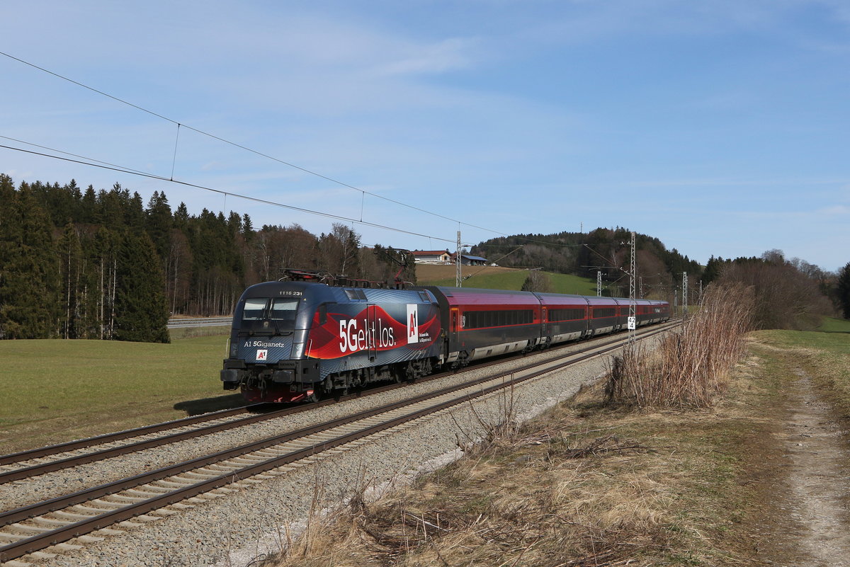 1116 231  5 Geht los  aus Salzburg kommend am 13. M�rz 021 bei Grabenst�tt im Chiemgau.