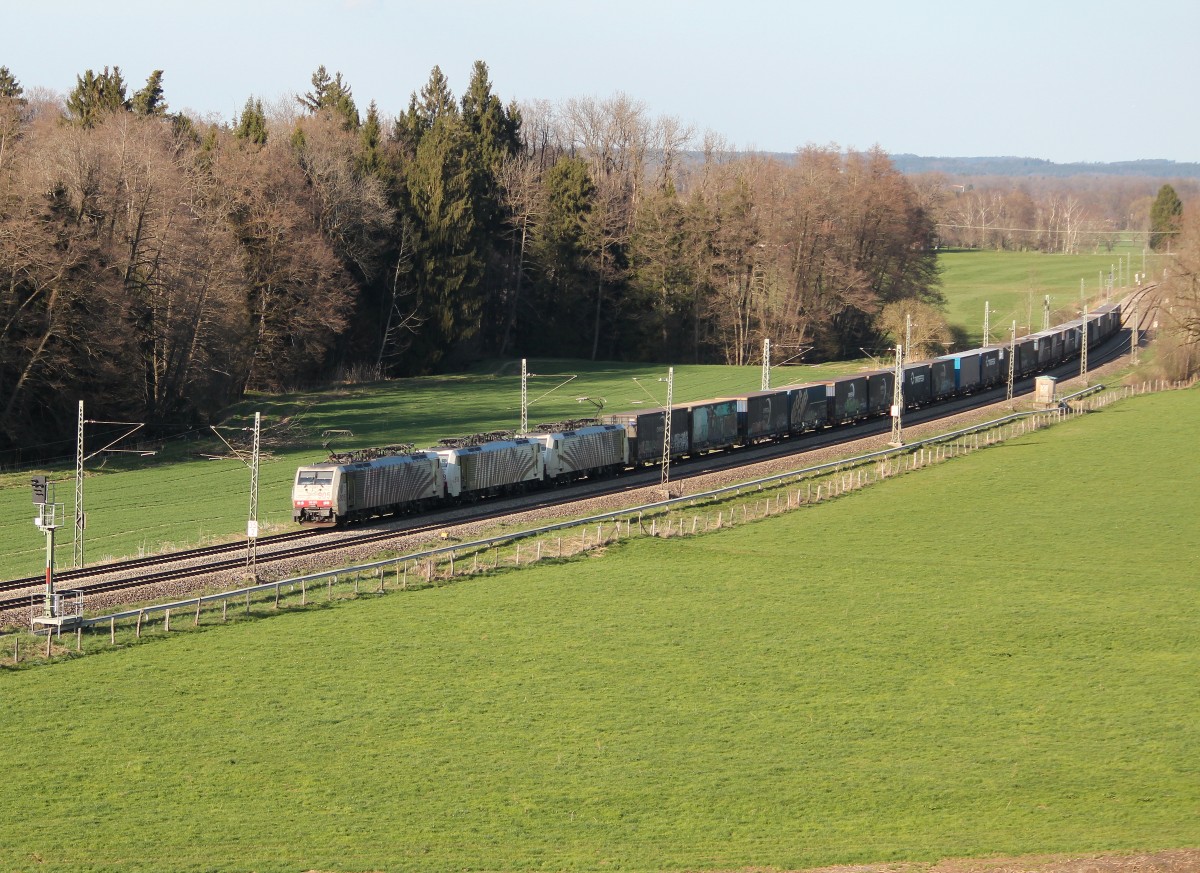 189 905, 189 918 und 189 904 am 12. April 2015 bei �bersee am Chiemsee.