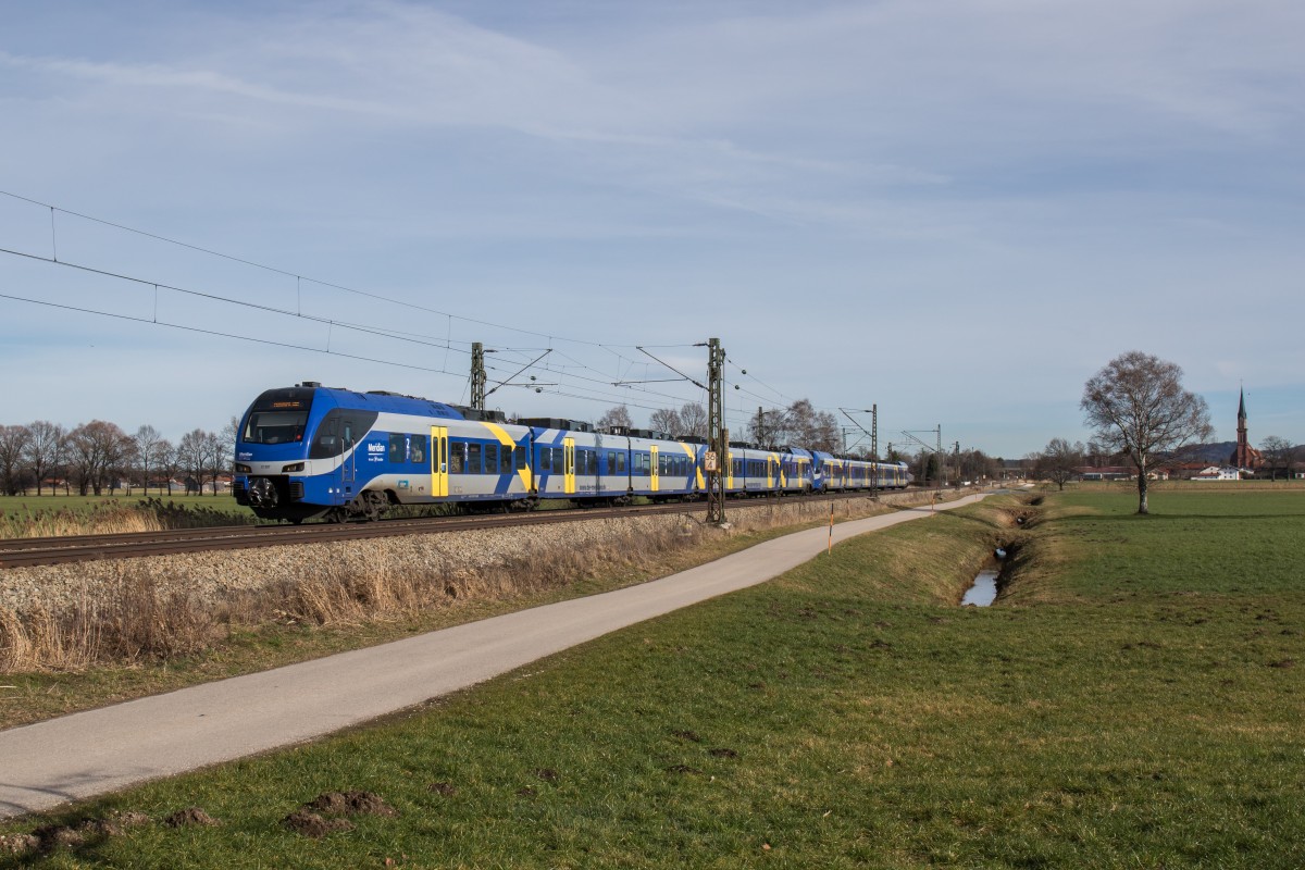 ET 307 war am 6. Februar 2016 bei �bersee in Richtung M�nchen unterwegs.